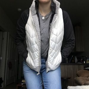 White Sherpa lined puffer vest